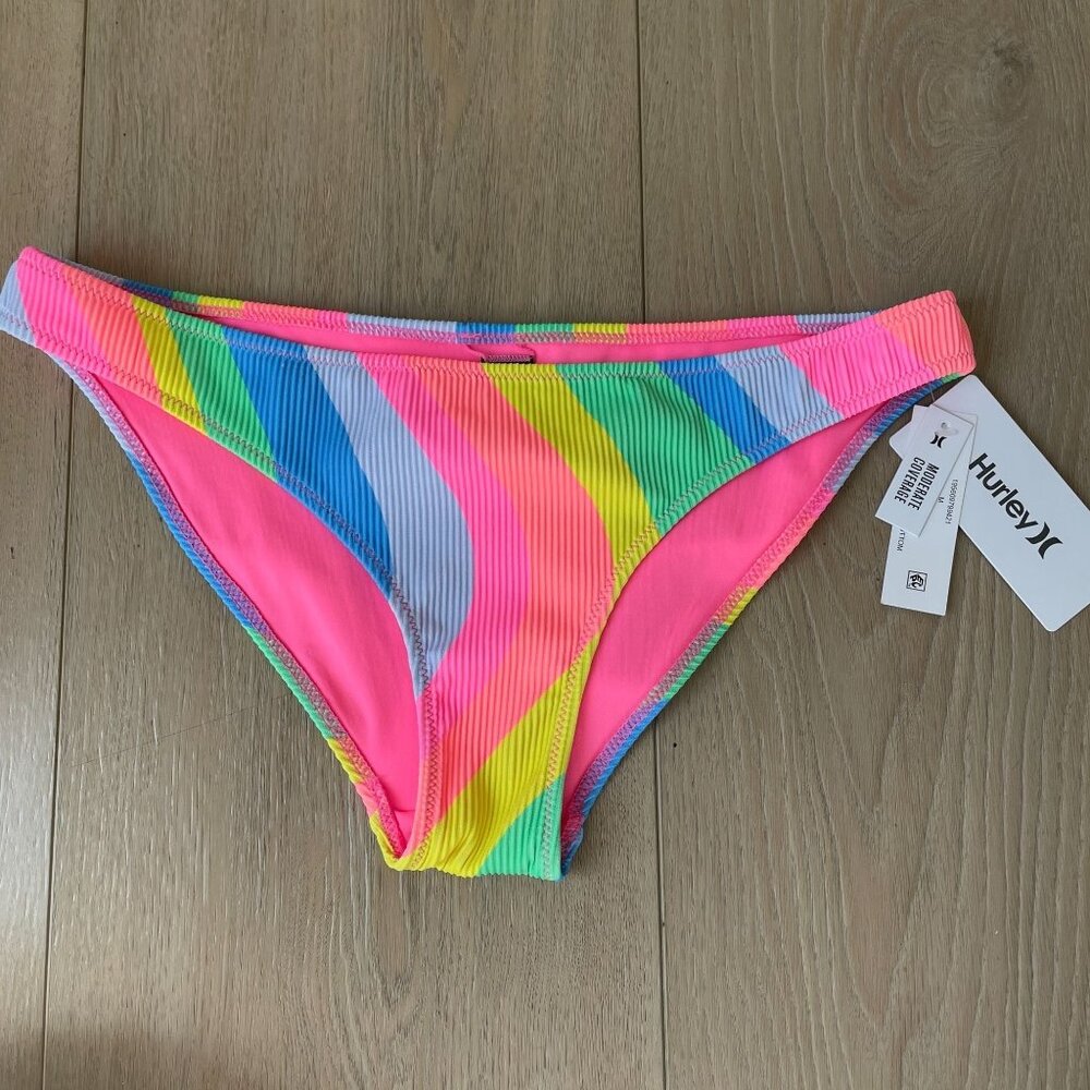 NEW Hurley Womens Medium Soft Waves‎ Moderate Coverage Bikini Bottom Swimsuit